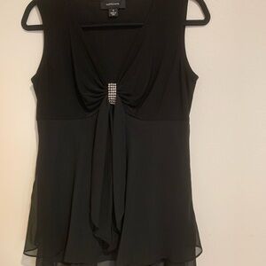 R&M Richards Black Sleeveless Blouse with Embellishment